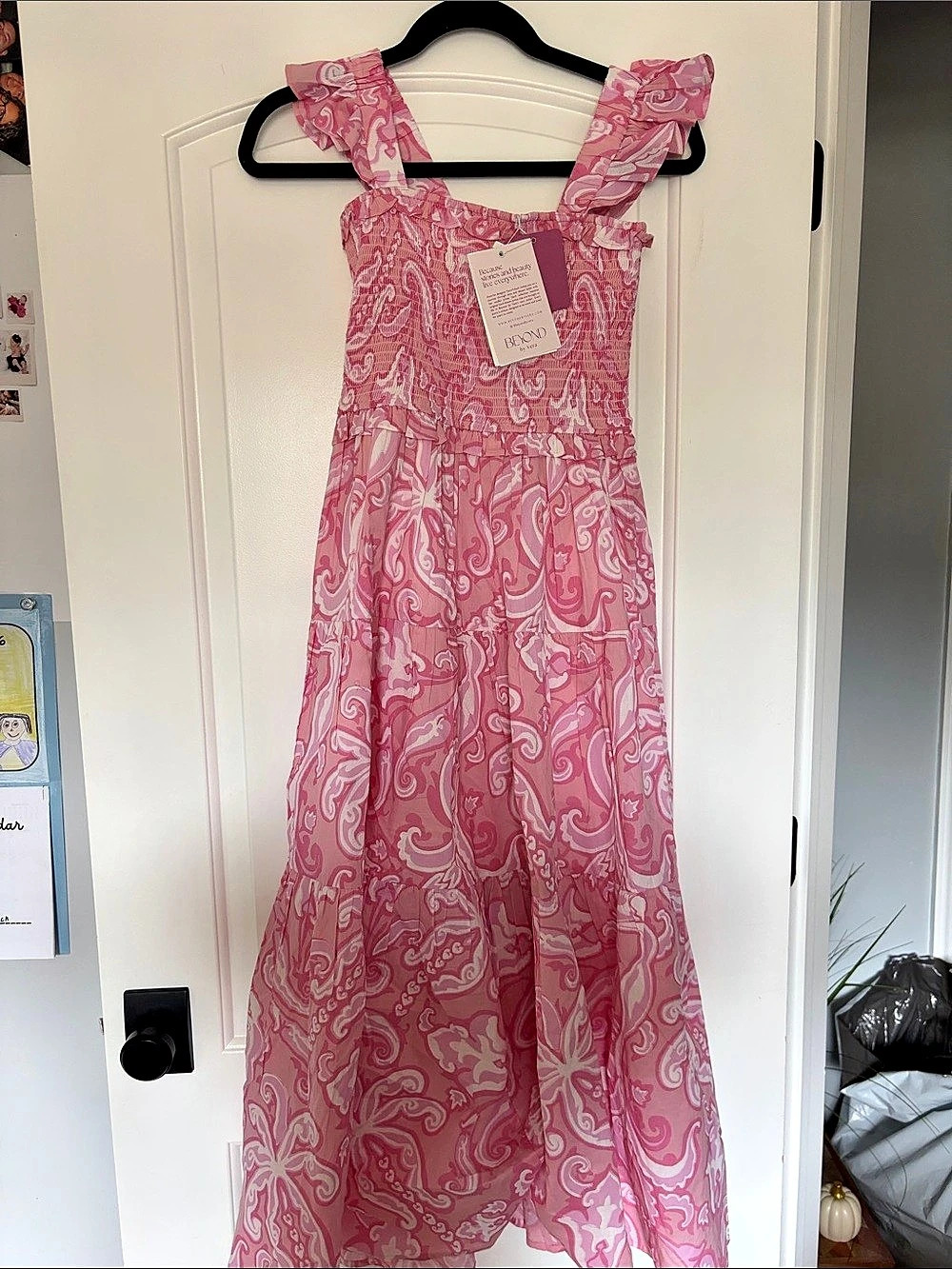 Blond by Vera Moda Paisley Maxi Dress in Pink & White Size XS NWT
